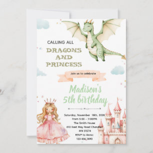 Invitation à la fête d'anniversaire du dragon et d