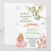 Invitation à la fête d'anniversaire du dragon et d (Devant / Derrière)