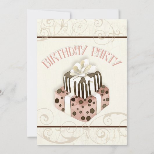 Invitation à la fête d'anniversaire du gâteau au c (Devant)