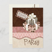 Invitation à la fête d'anniversaire du gâteau au c (Devant / Derrière)