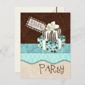 Invitation à la fête d'anniversaire du gâteau au c (Devant / Derrière)