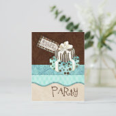 Invitation à la fête d'anniversaire du gâteau au c (Debout devant)