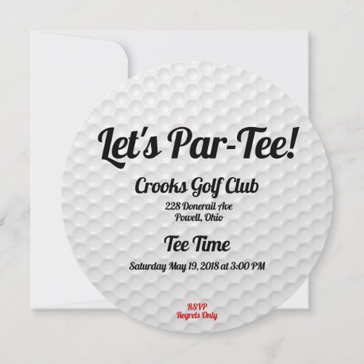Invitation à la fête d'anniversaire du Golf Ball (Dos)