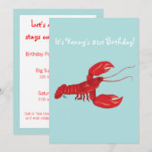 Invitation à la fête d'anniversaire du homard (Devant / Derrière)