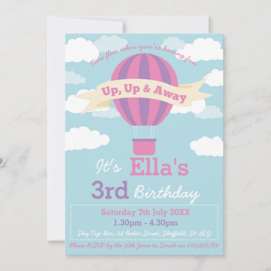 Invitation à la fête d'anniversaire du Hot Air Bal (Devant)