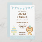 Invitation à la fête d'anniversaire du Lion Cute (Devant / Derrière)