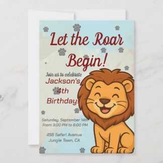 Invitation à la fête d'anniversaire du lion mignon