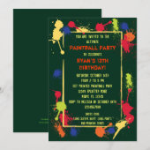 Invitation à la fête d'anniversaire du Paintball (Devant / Derrière)