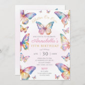 Invitation à la fête d'anniversaire du papillon ar (Devant / Derrière)
