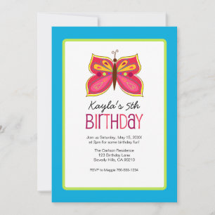 Invitation à la fête d'anniversaire du papillon ro