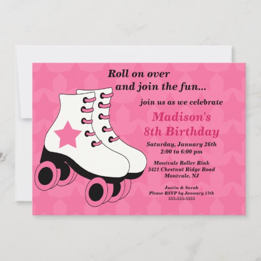Invitation à la fête d'anniversaire du patinage (Devant)