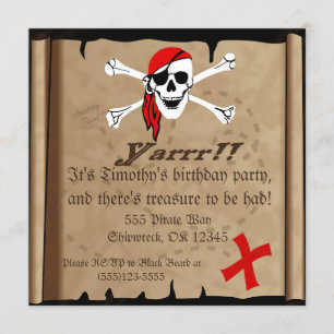 Invitation à la fête d'anniversaire du Pirate
