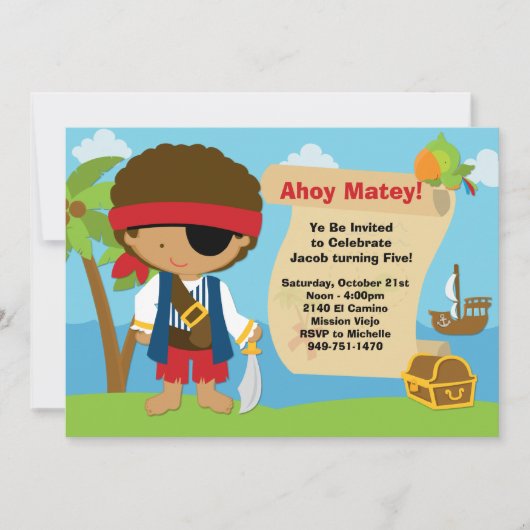 Invitation à la fête d'anniversaire du Pirate (Devant)