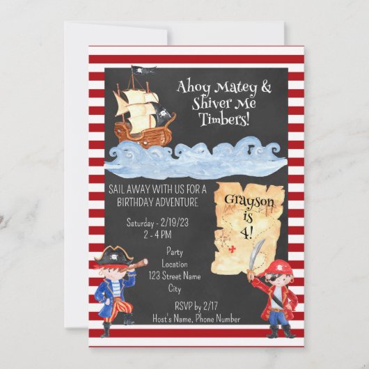 Invitation à la fête d'anniversaire du Pirate mign (Devant)