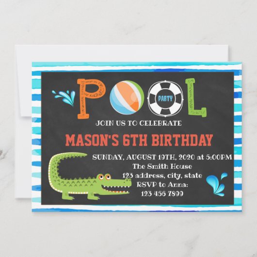 Invitation à la fête d'anniversaire du pool d'alli (Devant)