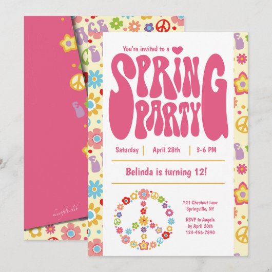 Invitation à la fête d'anniversaire du printemps (Devant / Derrière)