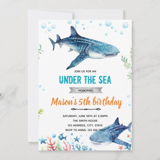 Invitation à la fête d'anniversaire du requin-bale (Devant)