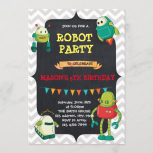 invitation à la fête d'anniversaire du robot