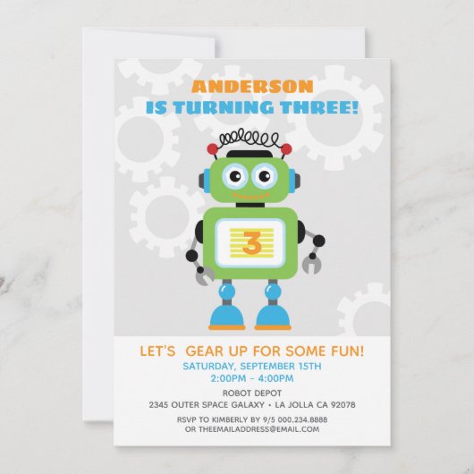 Invitation à la fête d'anniversaire du robot - W・  (Devant)