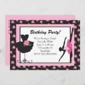 Invitation à la fête d'anniversaire du Rose de bal (Devant / Derrière)