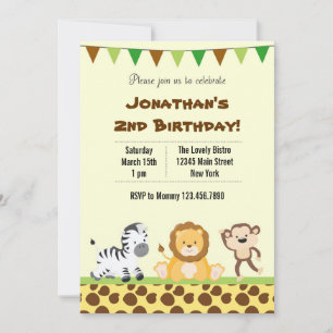 Invitation à la fête d'anniversaire du safari anim