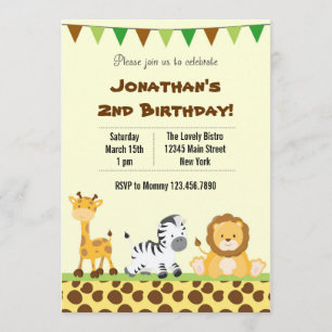 Invitation à la fête d'anniversaire du safari anim