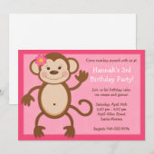 Invitation à la fête d'anniversaire du singe (Devant / Derrière)