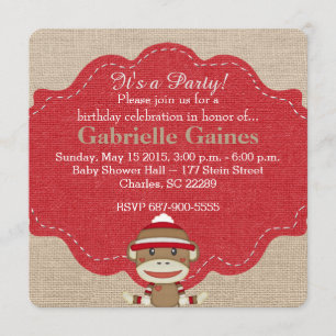 Invitation à la fête d'anniversaire du singe-choc