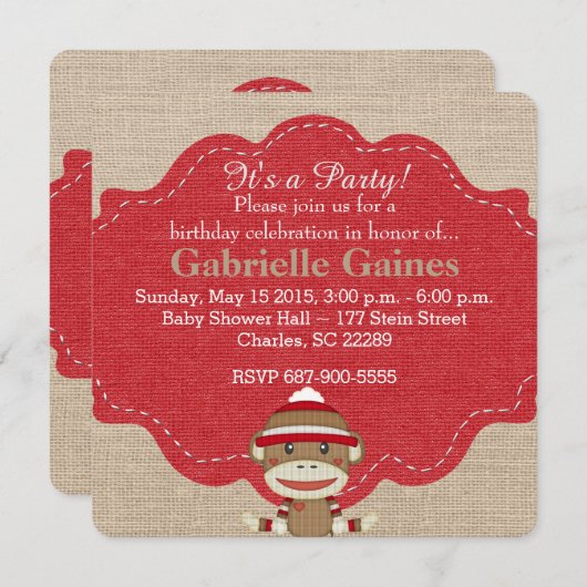 Invitation à la fête d'anniversaire du singe de ré (Devant / Derrière)