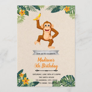 Invitation à la fête d'anniversaire du singe d'Haw