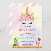 Invitation à la fête d'anniversaire du spa Unicorn (Devant / Derrière)