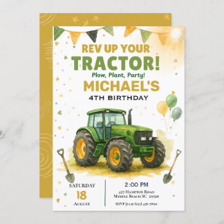 Invitation à la fête d'anniversaire du tracteur
