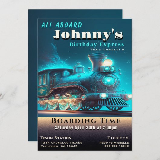 Invitation à la fête d'anniversaire du train (Devant / Derrière)