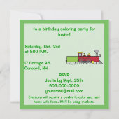 Invitation à la fête d'anniversaire du Train Colou (Dos)