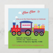 Invitation à la fête d'anniversaire du train Cute (Devant / Derrière)