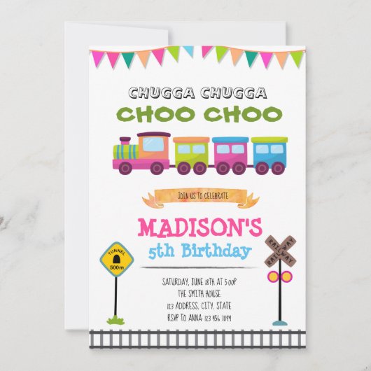 Invitation à la fête d'anniversaire du train de fi (Devant)