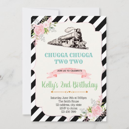 Invitation à la fête d'anniversaire du train de fi (Devant)