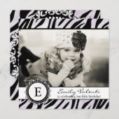 Invitation à la fête d'anniversaire du Zebra Class (Devant / Derrière)