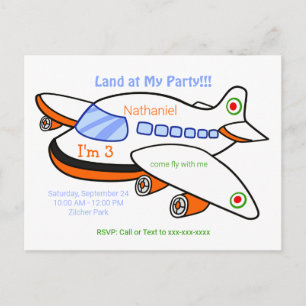 Invitation à la fête d'anniversaire d'un avion pou