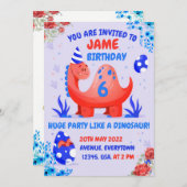 Invitation à la fête d'anniversaire d'un dinosaure (Devant / Derrière)