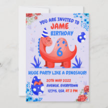Invitation à la fête d'anniversaire d'un dinosaure