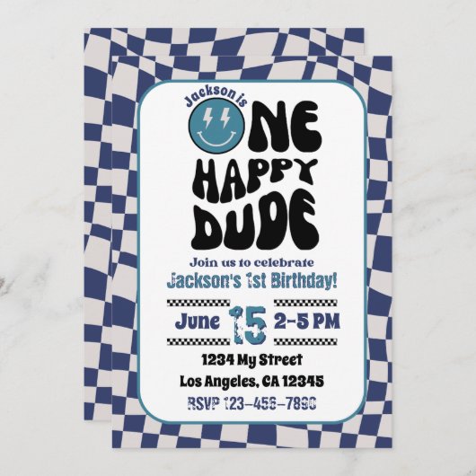 Invitation à la fête d'anniversaire d'un garçon he (Devant / Derrière)