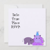 Invitation à la fête d'anniversaire d'un hippopota (Dos)