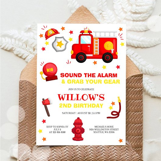 Invitation à la fête d'anniversaire d'un pompier