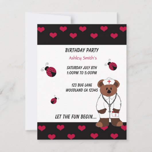 Invitation à la fête d'anniversaire d'une infirmiè (Devant)