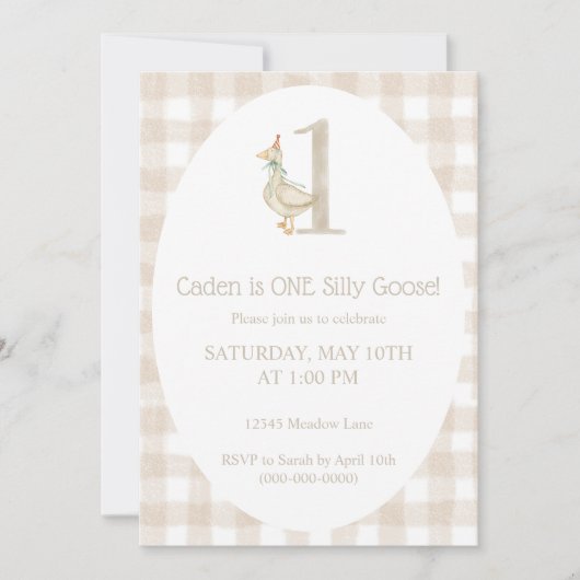 Invitation à la fête d'anniversaire d'une oie sott (Devant)