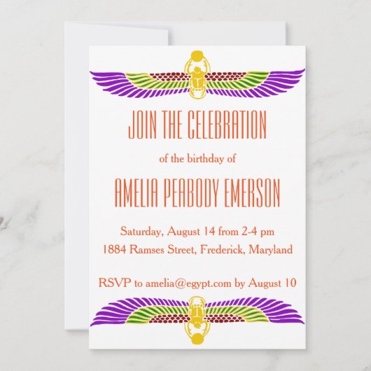 Invitation à la fête d'anniversaire égyptienne (Devant)
