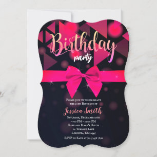 Invitation à la fête d'anniversaire Elegant Pink B