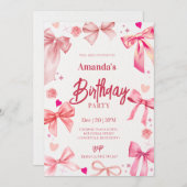 Invitation à la fête d'anniversaire Elegant Pink B (Devant / Derrière)