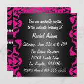 Invitation à la fête d'anniversaire en noir et bla (Devant / Derrière)